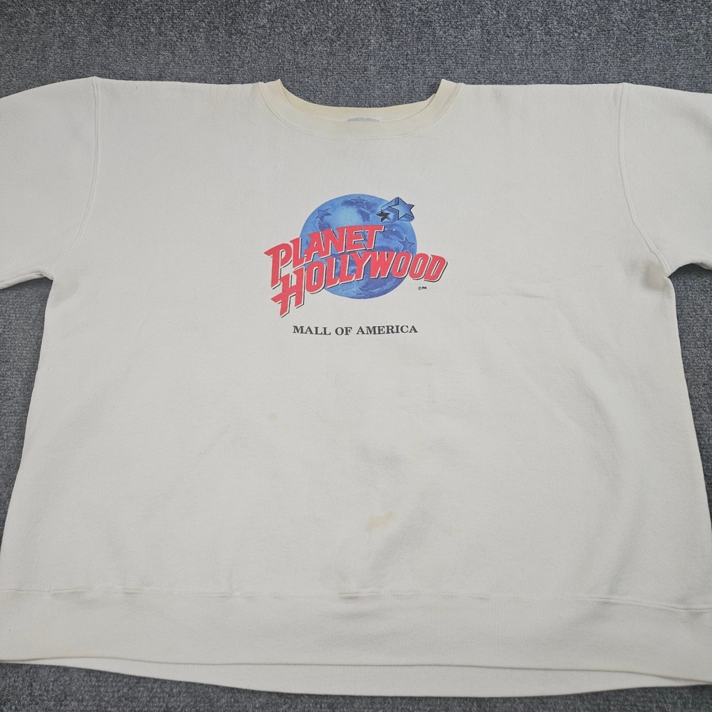 Vintage‎ 90s Planet Hollywood Mall of America Sweatshirt XXL Boxy Cropped Cream